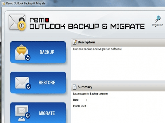 Remo Outlook Backup & Migrate Screenshot 1