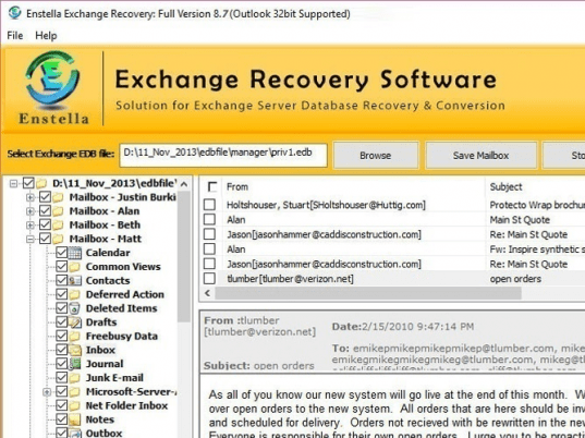 Exchange Recovery Software Screenshot 1