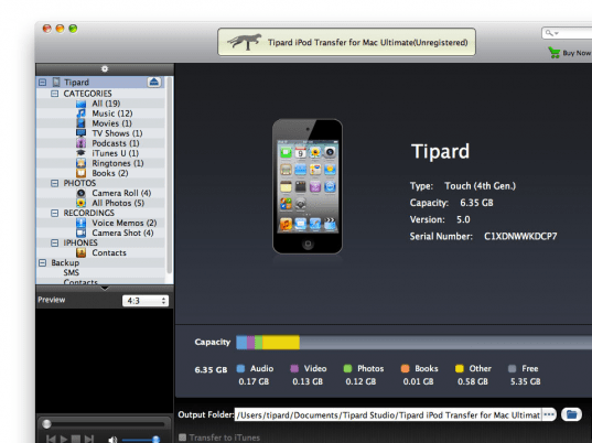 Tipard iPod Transfer for Mac Ultimate Screenshot 1