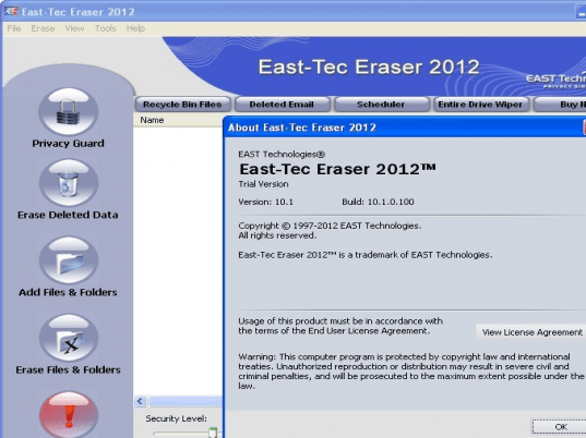 East-Tec Eraser 2012 Screenshot 1