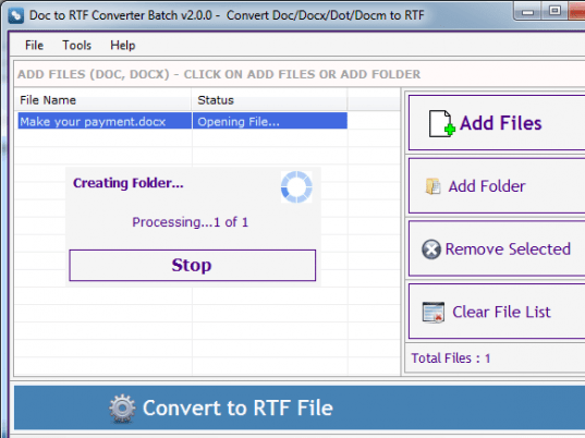 Doc to RTF Converter Screenshot 1
