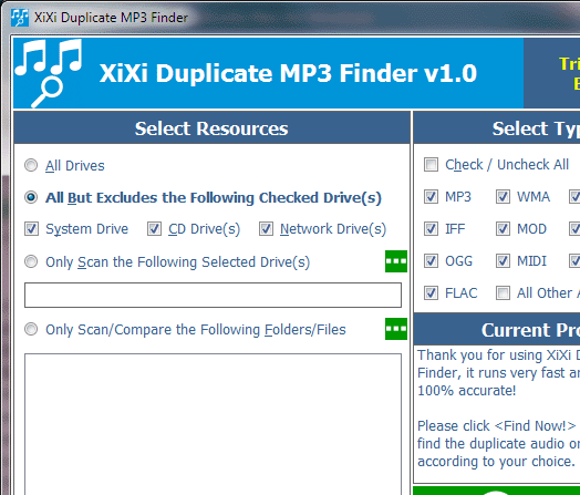 XiXi Duplicate MP3 Finder Screenshot 1