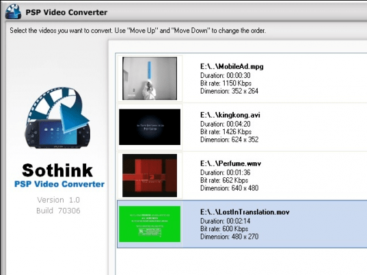 Sothink PSP Video Converter Screenshot 1