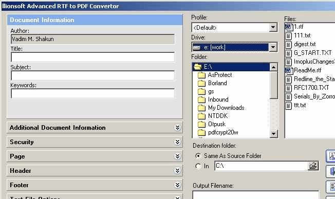 Advanced RTF2PDF Converter Screenshot 1