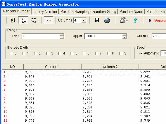 SuperCool random number generator - A random sampling and random selection software utility Screenshot 1