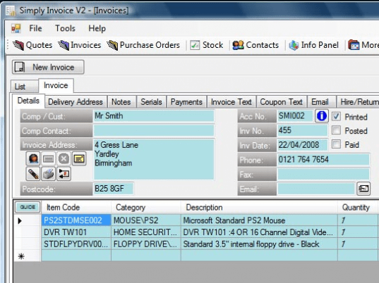 Simply Invoice Software Screenshot 1