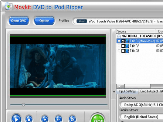 Movkit DVD to iPod Ripper Screenshot 1