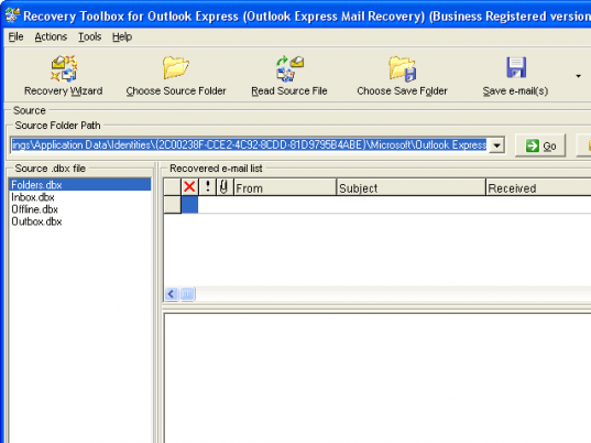 Recovery Toolbox for Outlook Express Screenshot 1