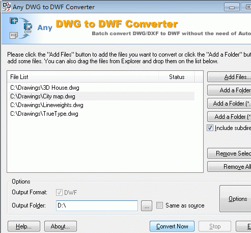 DWG to DWF Converter 2007 Screenshot 1
