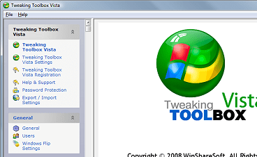 Tweaking Toolbox Vista Screenshot 1