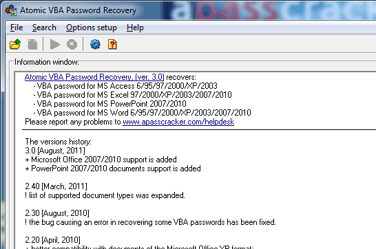 Atomic VBA Password Recovery Screenshot 1