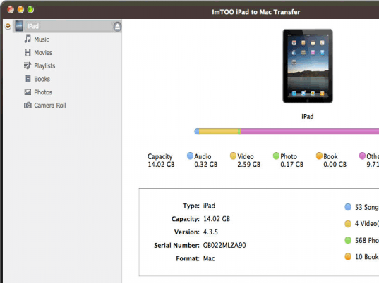 ImTOO iPad to Mac Transfer Screenshot 1