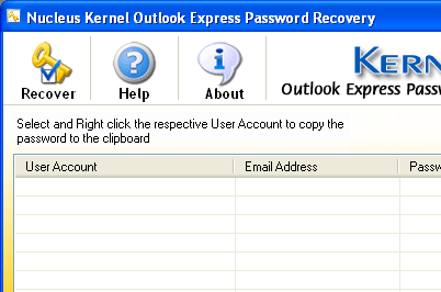 Kernel Outlook Express Password Recovery Screenshot 1
