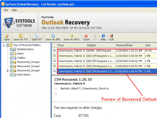 Recover Data For Outlook Screenshot 1