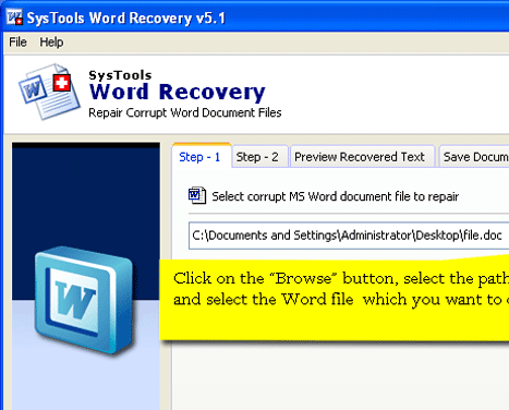 Word Recovery Tool Screenshot 1