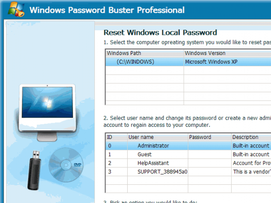 Windows Password Buster Professional Screenshot 1