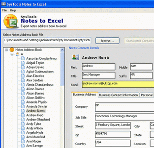 Export Lotus Notes Contacts to Excel Screenshot 1