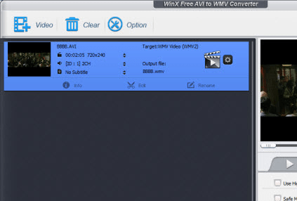 WinX Free AVI to WMV Video Converter Screenshot 1