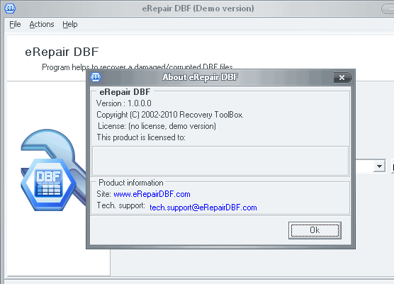 eRepair DBF Screenshot 1