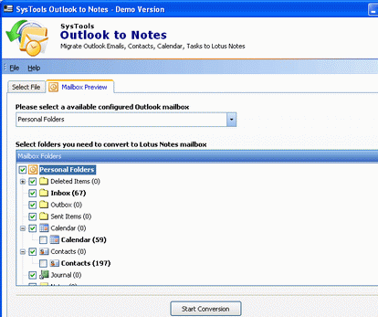 Office Outlook Connector for IBM Lotus Screenshot 1