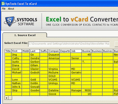 XLS to VCF Converter Screenshot 1