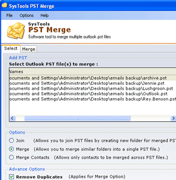 Merge PST Files 2003 Screenshot 1