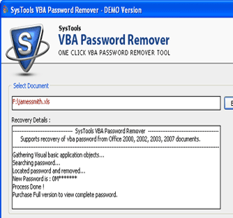 Free VBA Password Recovery Software Screenshot 1