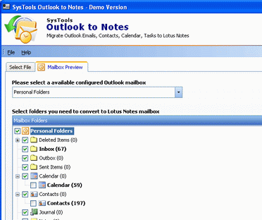 Import an Outlook PST into Lotus Notes Screenshot 1