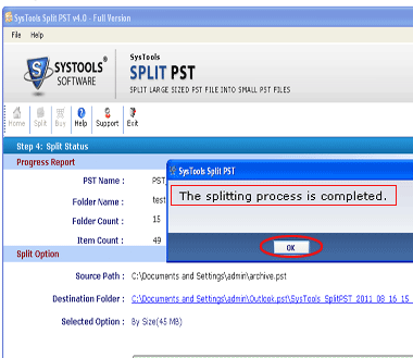 Procedure to Split PST Screenshot 1