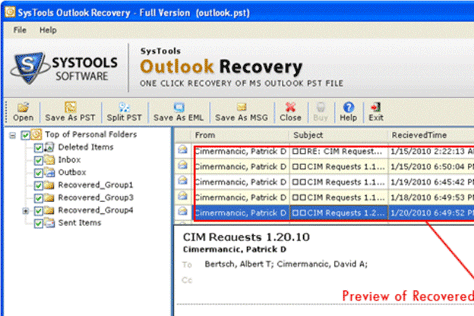 Recover Outlook Attachment Screenshot 1