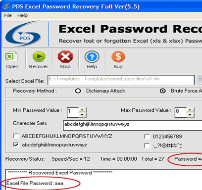 Advanced XLS Password Recovery Screenshot 1