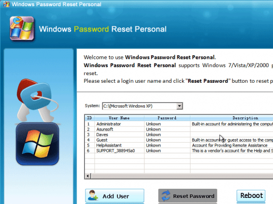 HP Password Reset Screenshot 1