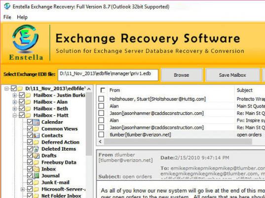 Exchange EDB PST Recovery Screenshot 1