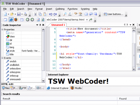 TSW WebCoder Screenshot 1
