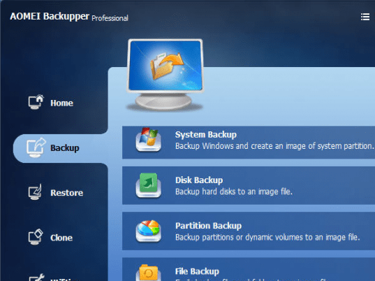 AOMEI Backupper Professional Edition Screenshot 1