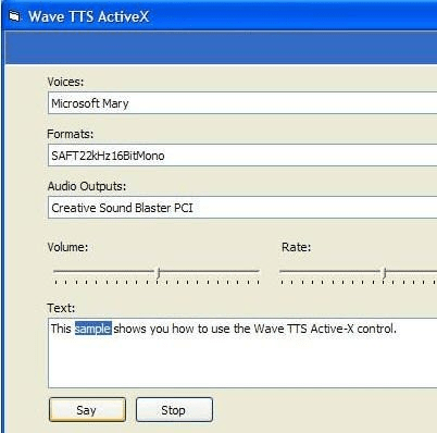 Wave TTS ActiveX Screenshot 1