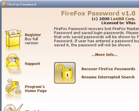 LastBit FireFox Password Recovery Screenshot 1