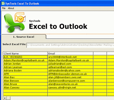 Import Excel Contacts to Outlook 2007 Screenshot 1