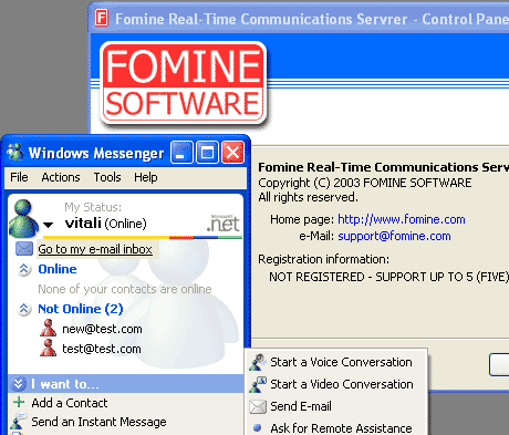Fomine Real-Time Communications Server Screenshot 1
