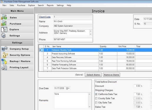 PO Management Software Screenshot 1