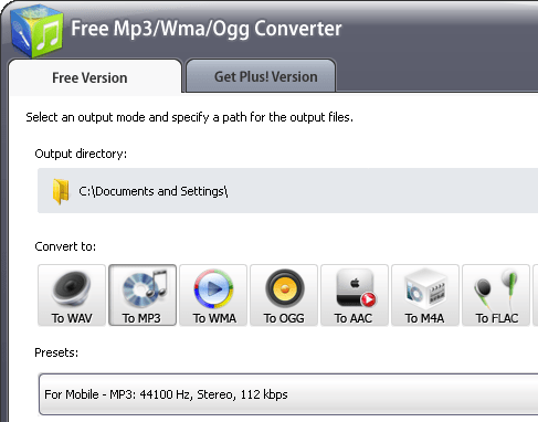 Free Mp3/Wma/Ogg Converter Screenshot 1