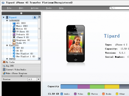 Tipard iPhone 4S Transfer Platinum Screenshot 1