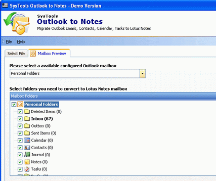 Outlook 2 Notes Converter Screenshot 1