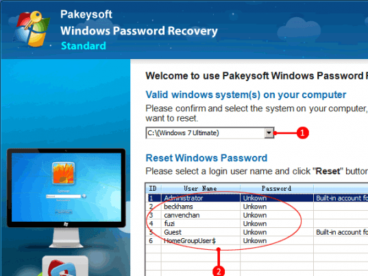 Windows 7 Password Recovery Screenshot 1