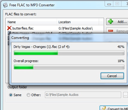 Free FLAC to MP3 Converter Screenshot 1