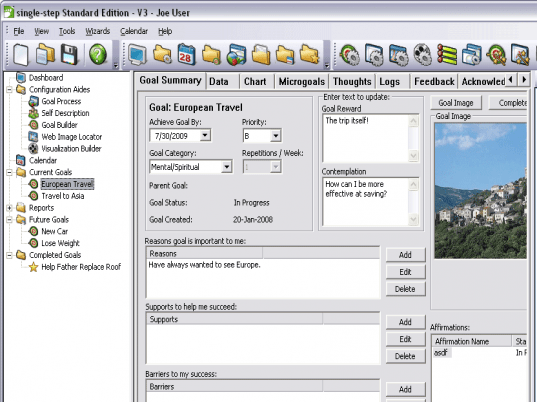 single-step motivation and goal-setting software Screenshot 1