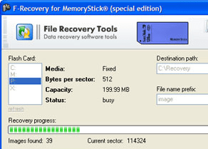FileRecovery for MemoryStick Screenshot 1