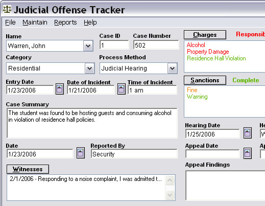 Judicial Offense Tracker Screenshot 1