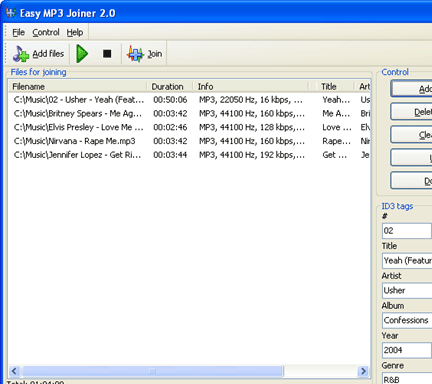 Easy MP3 Joiner Screenshot 1