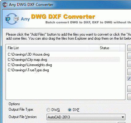 DWG to DXF Converter 2007 Screenshot 1